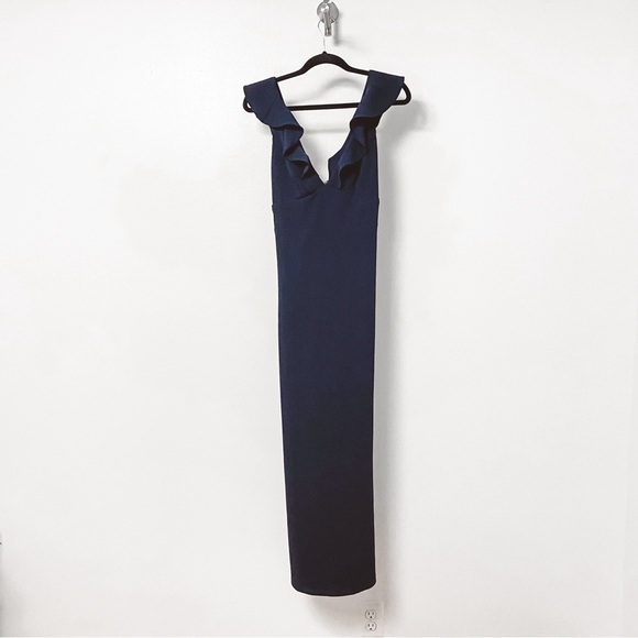 Lulus Perfect Opportunity Plunge Neckline Fall‎ Chic Navy Blue Maxi Dress - Picture 4 of 10